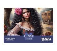 Puzzle Éducatif Stimulant Adulte 1000 Pièces Femme Luth, Femme Gitane Guitare, Cadeau Détente Maison Anti-Stress 52x38cm