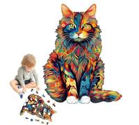 Puzzle éducatif unique en bois pour chat 21 x 26 cm | Casse-tête unique en bois en forme de chat 21 x 26 cm pour enfants
