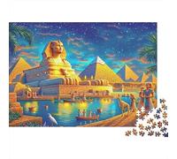 Puzzle Égypte Antique pour Adultes Sphinx et Pyramides de Nuit (52 x 38 cm / 1000 pièces) - Un pour Les Adolescents et Les Seniors