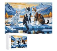 Puzzle Élégant Cats in Winter Wonderland pour Adultes, Format 1000 PCS | Le montage en commençant par les bords: une méthode de montage claire à la maison.