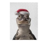 Puzzle Élégant Christmas Alligator with Santa Hat pour Adultes, Format 500 PCS