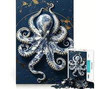 Puzzle élégant en Porcelaine en Forme de Pieuvre pour Adolescents, 1000 pièces, Jouet d'exercice Mental, Design Relaxant, Assemblage, Surprise de Noël (38x26cm)