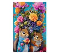 Puzzle Élégant Floral Squirrel Duo pour Adultes, Format 1000 PCS