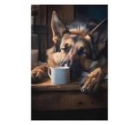 Puzzle Élégant German Shepherd Dog Coffee pour Adultes, Format 1000 PCS | Un loisir manuel à la maison: une progression régulière en intérieur.