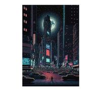 Puzzle Élégant Neon Cityscape Under The Moon pour Adultes, 300 PCS