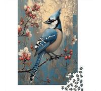Puzzle Élégant Oiseau Bleu pour Adultes,70x50cm/1000pcs,Jeu ÉduChatif,décoration De La Maison,Art Moderne