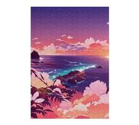 Puzzle Élégant Pink Sunset Over The Ocean pour Adultes, Format 300 PCS