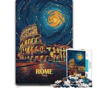 Puzzle Élégant Rome Colosseum Italy Night Art pour Adultes, Format 300 PCS