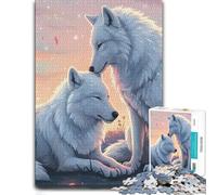 Puzzle Élégant Two White Wolves in Pastel Landscape pour Adultes, Format 500 PCS