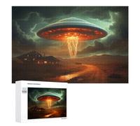 Puzzle Élégant UFO Flying Over Farm pour Adultes, 1000 PCS