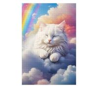 Puzzle Élégant White Cat Sleeping Clouds pour Adultes, 1000 PCS
