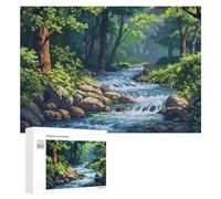 Puzzle Élégant Zen Forest River Pixel Art pour Adultes, 300 PCS