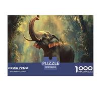 Puzzle éléphant 1000 pièces - Éléphant Qui Court forêt, Papier recyclé, Jeu éducatif Anti-Stress pour Adultes, 38x26cm