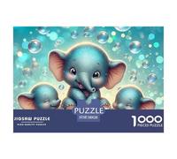 Puzzle éléphant 1000 pièces - Mignons bébés éléphants Bulles, Papier recyclé, Jeu éducatif Anti-Stress pour Adultes, 38x26cm