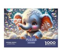 Puzzle éléphant 1000 pièces Papier recyclé pour Adultes - Décoration Murale et idée Cadeau, 52x38cm