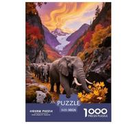 Puzzle Éléphant 1000 Pièces pour Adultes Et Enfants, Jeu ÉduChatif, Puzzles Migration du Troupeau d'Éléphants, DécoRation Intérieure, Cadeau Famille 38x26cm/1000pcs