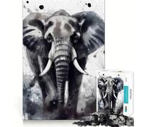 Puzzle Éléphant à l'aquarelle 1000 pièces pour Adolescents Jeu Stimulant l'esprit Assemblage Facile et sécurisé Activité Amusante en Famille (38x52cm)