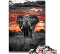 Puzzle éléphant Africain 1000 pièces pour Adultes, Jeu Stimulant et Familial avec des pièces de Formes aléatoires entièrement emboîtables (38x26cm)