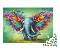 Puzzle Éléphant Ailé 38x26cm 1000p Papier Recy dulte Ailes Florales Jeu Éducatif Défi Activité Maison 12+ Ans Cadeau