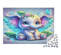 Puzzle Éléphant Ailé Couronne Florale 1000p 52x38cm Papier Recy dultes Jeu Éducatif Habiletés Manuelles Jeu Familial Hommes Femmes