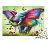 Puzzle Éléphant Ailé Papillon Coloré 1000p 70x50cm Papier Recy dulte Jeu Éducatif Dextérité Activité Femme Cadeau