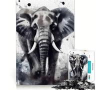 Puzzle éléphant Aquarelle 1000 pièces pour Adolescents,activité ludique et stimulante pour développer la réflexion,Taille Uniforme,pièces précises,Relaxation,activité de Groupe en intérieur (38x26cm)
