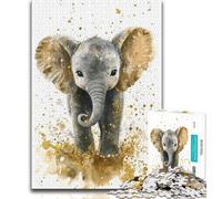 Puzzle Éléphant Aquarelle 1000 Pièces pour Adolescents, Jeu de Rigueur et de Jeu Familial, Décoration Murale, Cadeaux d'anniversaire et de Noël Uniques (50x75cm)