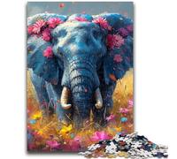 Puzzle éléphant Aquarelle 1000 pièces pour Adultes et Adolescents, Jeu Stimulant et Familial avec des pièces de Formes aléatoires entièrement emboîtables (38x26cm)