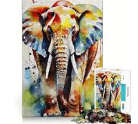 Puzzle éléphant Aquarelle pour Adolescents,1000 pièces,Jeu de mémoire Amusant,Surface Lisse sans bavures,Cadeau d'anniversaire,Casse-tête (38x26cm)