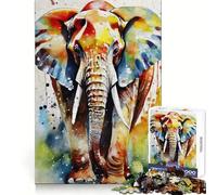 Puzzle éléphant Aquarelle pour Adultes, 1000 pièces, Stimulant cérébral, Passe-Temps paisible, Cadenas sécurisé, Cadeau créatif (38x26cm)
