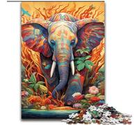 Puzzle éléphant Artistique 1000 pièces en Bois pour Adultes, Jeu Familial interactif, décoration d'intérieur à Faire soi-même, défi cérébral, Cadeau 50x75cm