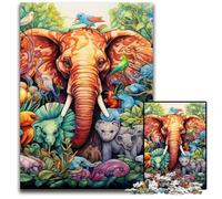 Puzzle éléphant Artistique 1000 pièces pour Adultes, Puzzle en Bois idéal pour décorer et stimuler Le Cerveau, 50x75cm / 19,68x29,52 Pouces