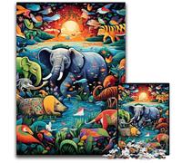Puzzle éléphant Artistique 1000 pièces pour Adultes, Puzzle pour Adultes, décoration d'intérieur à Faire soi-même, Jeu de réflexion 26x38cm / 10,23x14,96 Pouces