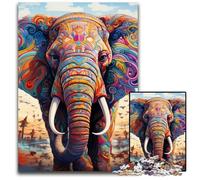 Puzzle éléphant coloré 1000 pièces pour Adultes. Divertissement Relaxant, Cadeau de Noël idéal et décoration d'intérieur. 26x38cm / 10,23x14,96 Pouces.