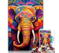 Puzzle éléphant coloré 1000 pièces pour Adultes et Adolescents, idéal pour Tuer Le Temps en Vacances avec des pièces de Formes aléatoires entièrement emboîtables (38x26cm)