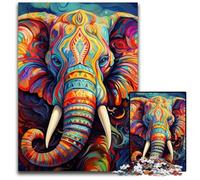 Puzzle éléphant coloré 1000 pièces pour Adultes, Puzzle en Carton idéal pour décorer et stimuler Le Cerveau, 26x38cm / 10,23x14,96 Pouces
