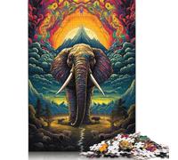 Puzzle Éléphant Coloré 18 pièces, défi Difficile, Puzzle en Carton 100% recyclé pour Enfants et Adultes, Cadeaux d'halloween, 1 000 pièces (38 x 26 cm)
