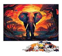 Puzzle éléphant coloré de 1 000 pièces pour Adultes décoration pour Les Adolescents de 14 Ans et Plus (75 x 50 cm)