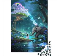 Puzzle Éléphant Composé De 1000 Pièces pour Adultes,Forêt de Contes de fées Un Jeu De Dexérité Très Difficile Puzzle en Bois Jeu ÉduChatif avec des Défis Un Jeu Cadeau Original 1000pcs (75x50cm)