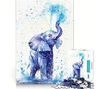 Puzzle éléphant cracheur d'eau 1000 pièces Jeu Amusant Technologie de découpe Laser avancée Jouet d'intérieur pour Les fêtes (50x75cm)