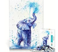 Puzzle éléphant cracheur d'eau 1000 pièces pour Adultes Jeu de mémoire Amusant Assemblage sûr et Solide Activité familiale Amusante en soirée (38x26cm)