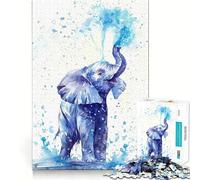 Puzzle éléphant cracheur d'eau pour Adultes,1000 pièces,Jeu Stimulant la réflexion,Structure à emboîtement précise,Facile à Apprendre,pour Le Plaisir de Toute la Famille (38x52cm)