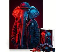 Puzzle éléphant Cyberpunk néon 1000 pièces pour Adultes, Jeu de réflexion, Cadeau, Moment de Partage, découpe soignée, Surprise d'anniversaire (50x75cm)