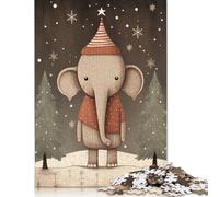 Puzzle éléphant de Noël Mignon, 100% Carton recyclé, Puzzle en Carton de qualité supérieure pour Adultes et Enfants, Cadeaux d'halloween, 1000 pièces (75 x 50 cm)