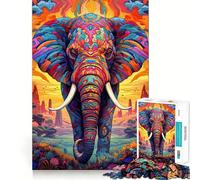 Puzzle Éléphant des Hautes Terres aux Couleurs vibrantes,1000 pièces,pour Adultes Jeu Amusant et ressourçant Assemblage sûr et Solide Activité familiale idéale pour Les soirées (50x75cm)