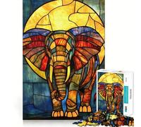 Puzzle éléphant en vitrail pour Adolescents, 1000 pièces, Jeu de réflexion Simple et Amusant, Cadeau précieux 38x26cm