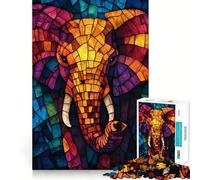 Puzzle éléphant en vitrail pour Adolescents, 1000 pièces, Jouet cognitif, Loisir Silencieux, Bords de qualité supérieure, Cadeau de Noël 50x75cm