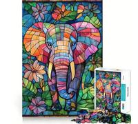 Puzzle éléphant en vitrail pour Adolescents, 1000 pièces, stimule la mémoire, se détend, Bords précis, 38x52cm