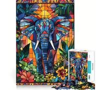 Puzzle éléphant en vitrail pour Adultes, 1000 pièces, Think Smart Toy, décoration Murale précise et élégante 38x26cm