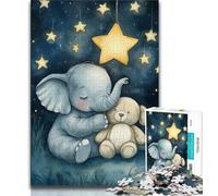 Puzzle Éléphant endormi 1000 pièces pour Adolescents, Jeu de réflexion, décoration Murale, Cadeaux d'anniversaire et de Noël Uniques (38x26cm)